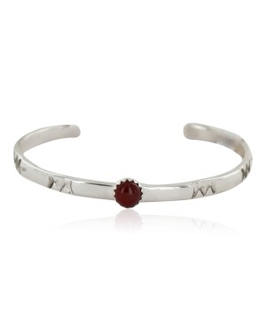 Handmade Certified Authentic Navajo .925 Sterling Silver Natural Carnelian Baby Native American Bracelet 1 12853-2