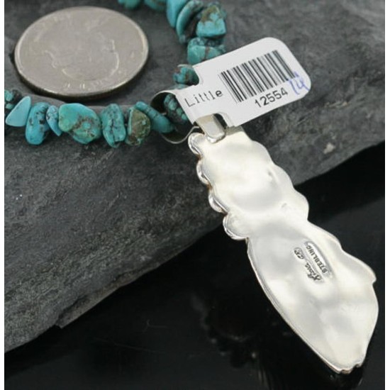 Handmade Certified Authentic Navajo .925 Sterling Silver Natural Coral and Turquoise Native American Necklace 370917029358