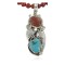 Handmade Certified Authentic Navajo .925 Sterling Silver Natural Coral and Turquoise Native American Necklace 370922695966