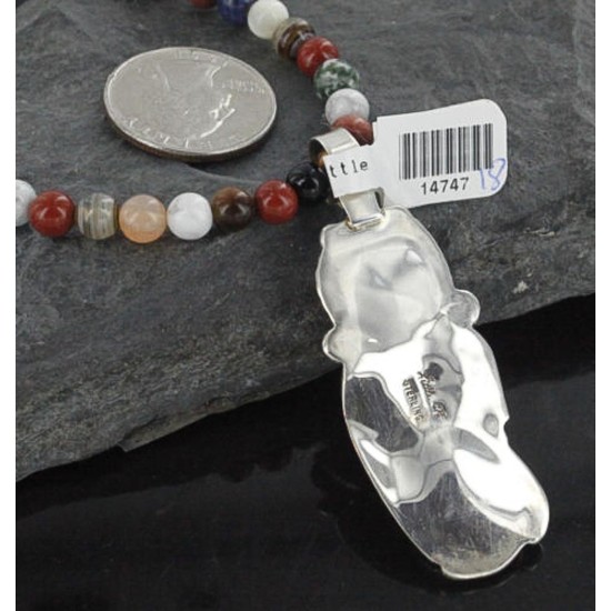 Handmade Certified Authentic Navajo .925 Sterling Silver Natural Coral and Turquoise Native American Necklace 370928401661