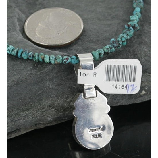 Handmade Certified Authentic Navajo .925 Sterling Silver Natural Coral and Turquoise Native American Necklace 390674982125