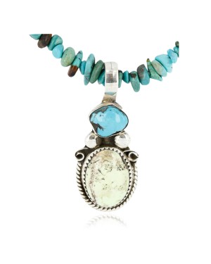 Handmade Certified Authentic Navajo .925 Sterling Silver Natural GASPEITE and Turquoise Native American Necklace 390794135592