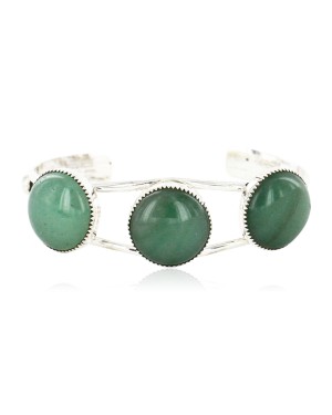 Handmade Certified Authentic Navajo .925 Sterling Silver Natural Jade Native American Bracelet 12822