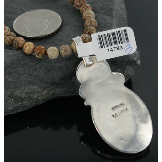 Handmade Certified Authentic Navajo .925 Sterling Silver Natural Jasper and Turquoise Native American Necklace 370919723688