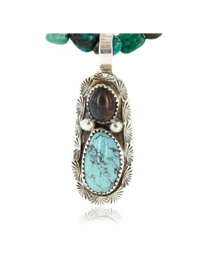 Handmade Certified Authentic Navajo .925 Sterling Silver Natural Jasper and Turquoise Native American Necklace 371029448337