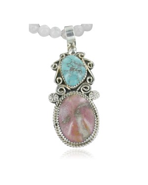 Handmade Certified Authentic Navajo .925 Sterling Silver Natural Jasper and Turquoise Native American Necklace 390677725097