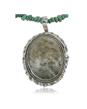 Handmade Certified Authentic Navajo .925 Sterling Silver Natural Jasper Native American Necklace 390676011716