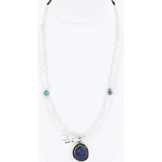 Handmade Certified Authentic Navajo .925 Sterling Silver Natural Lapis and Turquoise Native American Necklace 371020887247