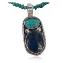 Authentic Navajo Native American Turquoise, Lapis and Amethyst Sterling Silver Necklace