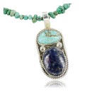 Handmade Certified Authentic Navajo .925 Sterling Silver Natural Lapis and Turquoise Native American Necklace 390661164694