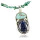 Handmade Certified Authentic Navajo .925 Sterling Silver Natural Lapis and Turquoise Native American Necklace 390661164694
