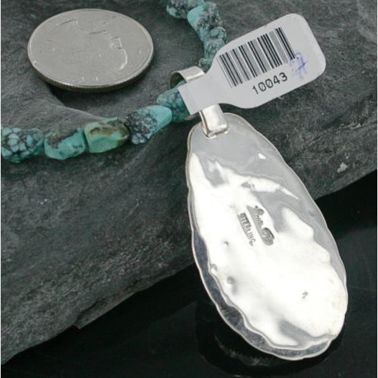 Handmade Certified Authentic Navajo .925 Sterling Silver Natural Lapis and Turquoise Native American Necklace 390677587361