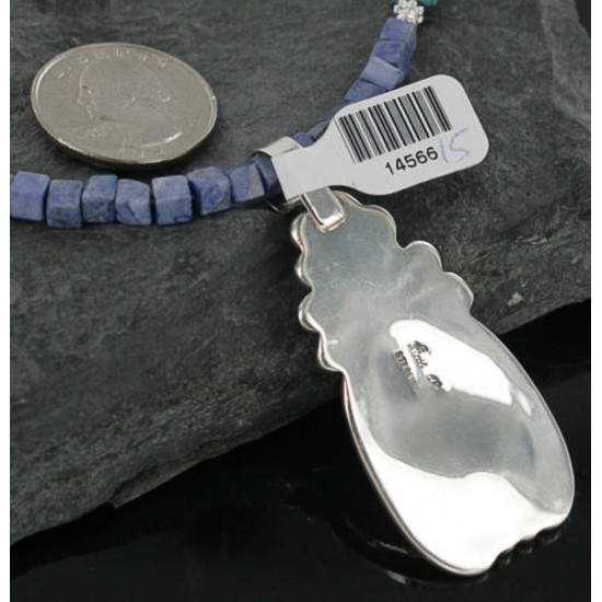 Handmade Certified Authentic Navajo .925 Sterling Silver Natural Lapis and Turquoise Native American Necklace 390679797429
