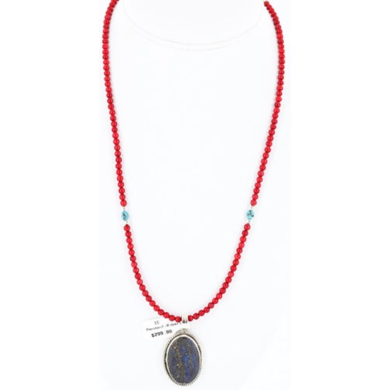 Handmade Certified Authentic Navajo .925 Sterling Silver Natural LAPIS and Turquoise Native American Necklace 390792513005