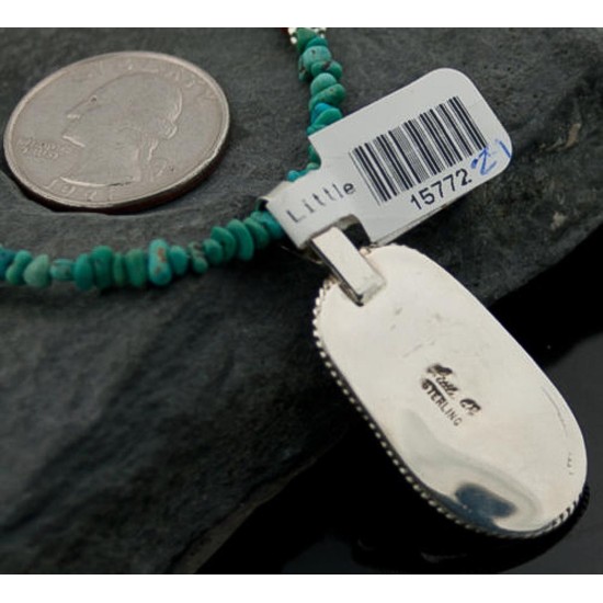 Handmade Certified Authentic Navajo .925 Sterling Silver Natural LAPIS and Turquoise Native American Necklace & Pendant 370881781300