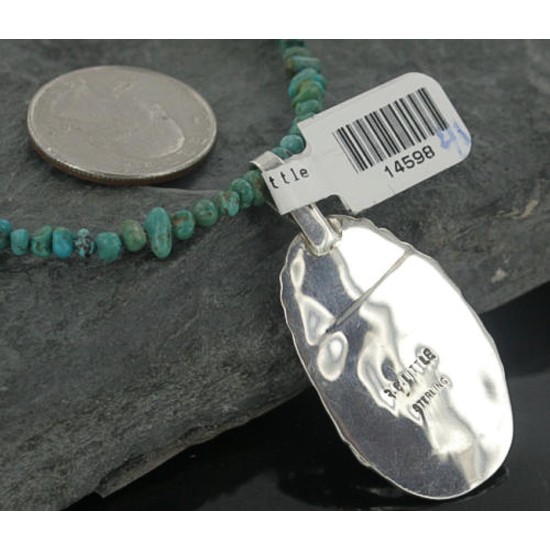 Handmade Certified Authentic Navajo .925 Sterling Silver Natural Lapis and Turquoise Native American Necklace & Pendant 370897223728