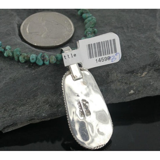 Handmade Certified Authentic Navajo .925 Sterling Silver Natural Lapis and Turquoise Native American Necklace & Pendant 370897802831