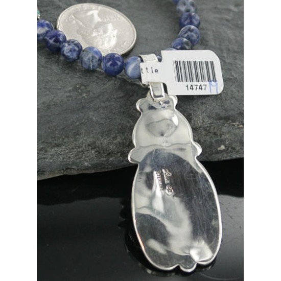 Handmade Certified Authentic Navajo .925 Sterling Silver Natural Lapis and Turquoise Native American Necklace & Pendant 370923364488
