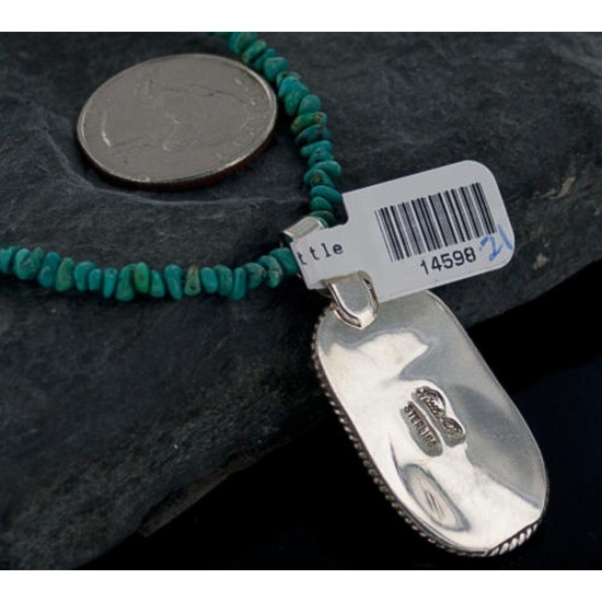 Handmade Certified Authentic Navajo .925 Sterling Silver Natural Lapis and Turquoise Native American Necklace & Pendant 390651297460