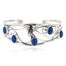 Handmade Navajo .925 Sterling Silver Natural Lapis Lazuli Native American Bracelet 12946-1