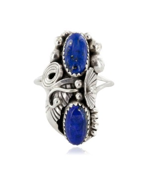 Handmade Certified Authentic Navajo .925 Sterling Silver Natural Lapis Lazuli Native American Ring Size 10 1/2 26206-32
