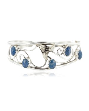 Handmade Certified Authentic Navajo .925 Sterling Silver Natural Lapis Native American Bracelet 12946-3