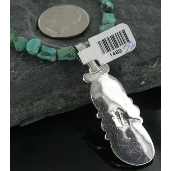 Handmade Certified Authentic Navajo .925 Sterling Silver Natural Lapis, Pink Japer and Turquoise Native American Necklace & Pendant 370913551639