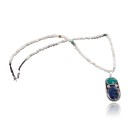 Handmade Navajo .925 Sterling Silver Natural Lapis, Turquoise and White Howlite Native American Necklace & Pendant 390688899331