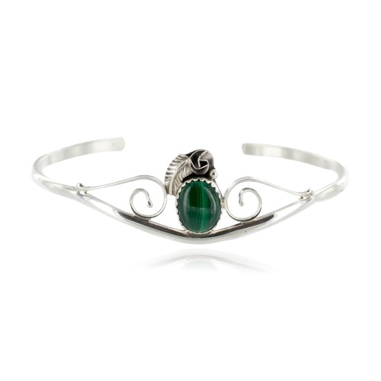 Handmade Certified Authentic Navajo .925 Sterling Silver Natural Malachite Native American Bracelet  12948-3