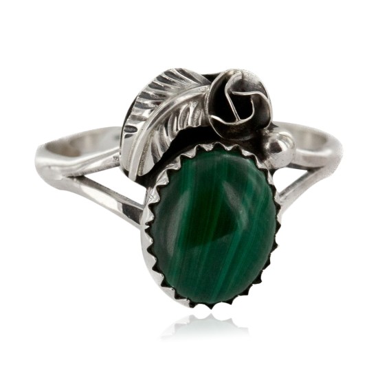 Handmade Certified Authentic Navajo .925 Sterling Silver Natural Malachite Native American Ring Size 6 26203-31