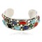 Handmade Certified Authentic Navajo .925 Sterling Silver Natural Multicolor Stones and Turquoise Native American Bracelet 12782