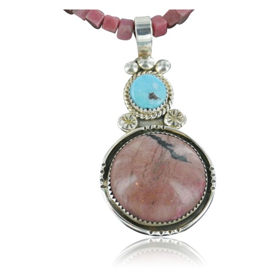 Handmade Certified Authentic Navajo .925 Sterling Silver Natural Pink Jasper and Turquoise Native American Necklace & Pendant 370918957954 Handmade Certified Authentic Navajo .925 Sterling Silver Natural Pink Jasper and Turquoise Native American Necklace & Pendant 370918957954