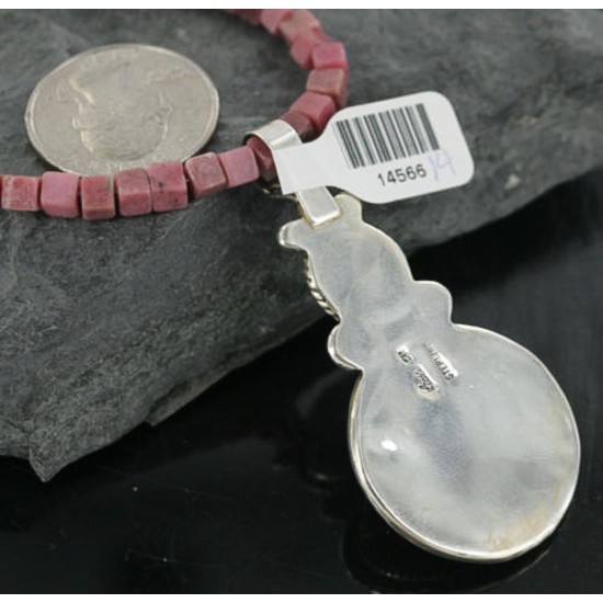 Handmade Certified Authentic Navajo .925 Sterling Silver Natural Pink Jasper and Turquoise Native American Necklace & Pendant 370918957954 Handmade Certified Authentic Navajo .925 Sterling Silver Natural Pink Jasper and Turquoise Native American Necklace & Pendant 370918957954