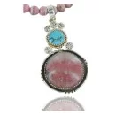 Handmade Navajo .925 Sterling Silver Natural Pink Jasper and Turquoise Native American Necklace & Pendant 390678527966