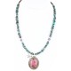 Handmade Certified Authentic Navajo .925 Sterling Silver Natural Pink Jasper and Turquoise Native American Necklace & Pendant 390829334023