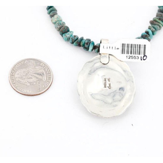 Handmade Certified Authentic Navajo .925 Sterling Silver Natural Pink Jasper and Turquoise Native American Necklace & Pendant 390829334023