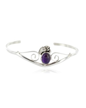 Handmade Certified Authentic Navajo .925 Sterling Silver Natural Purple Quartz Native American Bracelet 12949-1