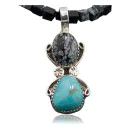 Handmade Navajo .925 Sterling Silver Natural Snowflake Turquoise Native American Necklace 390612828672