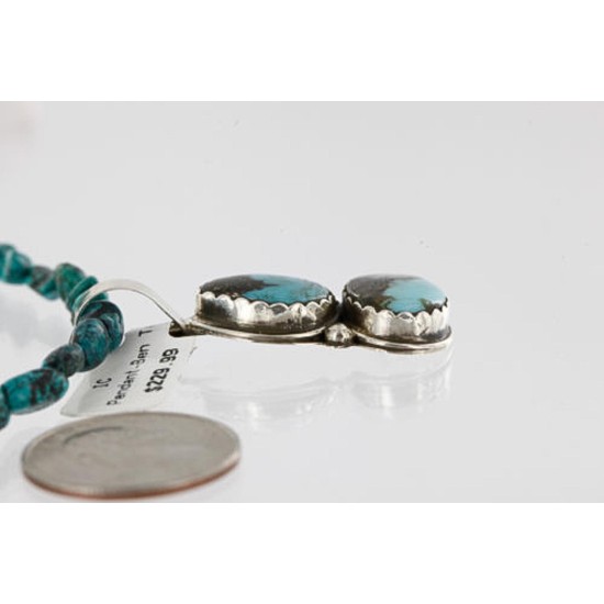 Handmade Certified Authentic Navajo .925 Sterling Silver Natural SPIDER WEB Turquoise Native American Necklace 370993141808