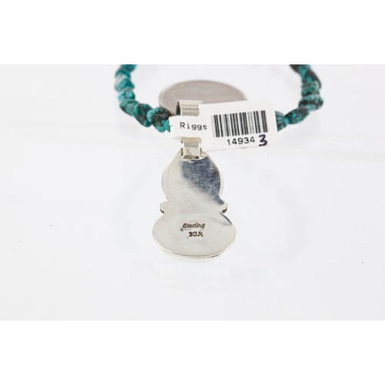 Handmade Certified Authentic Navajo .925 Sterling Silver Natural SPIDER WEB Turquoise Native American Necklace 370993141808