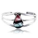 Handmade Navajo .925 Sterling Silver Natural Spiny Oyster and Turquoise Native American Bracelet 390717635517