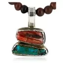 Handmade Navajo .925 Sterling Silver Natural Spiny Oyster And Turquoise Native American Necklace 15926
