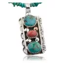 Handmade Navajo .925 Sterling Silver Natural Spiny Oyster and Turquoise Native American Necklace 370883850874