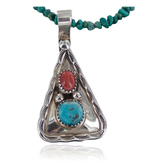 Handmade Certified Authentic Navajo .925 Sterling Silver Natural Spiny Oyster and Turquoise Native American Necklace 370886534029 Handmade Certified Authentic Navajo .925 Sterling Silver Natural Spiny Oyster and Turquoise Native American Necklace 370886534029