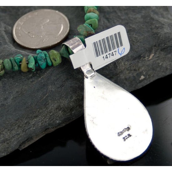 Handmade Certified Authentic Navajo .925 Sterling Silver Natural Spiny Oyster and Turquoise Native American Necklace 370897456641