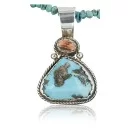 Handmade Navajo .925 Sterling Silver Natural Spiny Oyster and Turquoise Native American Necklace 370914171874