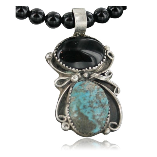 Handmade Certified Authentic Navajo .925 Sterling Silver Natural Spiny Oyster and Turquoise Native American Necklace 370926327251