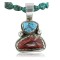 Handmade Certified Authentic Navajo .925 Sterling Silver Natural Spiny Oyster and Turquoise Native American Necklace 370954349477