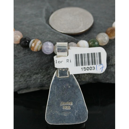 Handmade Certified Authentic Navajo .925 Sterling Silver Natural Spiny Oyster and Turquoise Native American Necklace 370957210200