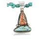 Handmade Certified Authentic Navajo .925 Sterling Silver Natural Spiny Oyster and Turquoise Native American Necklace 370962468930
